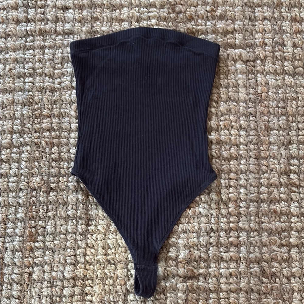 Black Ribbed Bodysuit